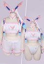 Plus Size PM Derivative Sexy Lingerie Set Pink Crop Top and Shorts with Hand Rings and Tail