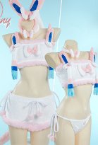 Kawaii Lingerie Set Plush Homewear Pink Crop Top and Shorts with Headband and Socks Kawaii Lingerie Set Plush Homewear Pink Crop Top and Shorts with Headband and Socks
