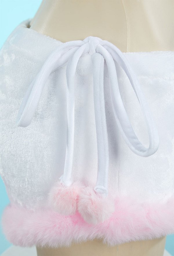 Kawaii Lingerie Set Plush Homewear Pink Crop Top and Shorts with Headband and Socks Kawaii Lingerie Set Plush Homewear Pink Crop Top and Shorts with Headband and Socks