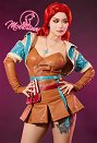 Triss Derivative Sexy Lingerie Costume Outfit High Slit Bodysuit and Skirt Coat with Gloves Belt Bag Necklace