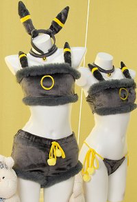 Plush Sexy Lingerie Set Crop Top and Panty with Socks and Headband