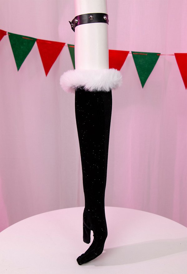 Hime Derivative Sexy Lingerie Set Christmas Furry Bodysuit with Headwear Glvoes Stockings