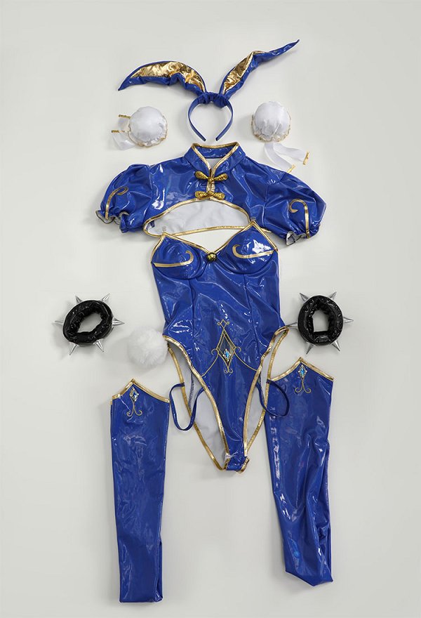 SF Chun-Li Derivative Sexy Lingerie Bunny Costume Bodysuit and Top with Thigh Socks SF Chun-Li Derivative Sexy Lingerie Bunny Costume Bodysuit and Top with Thigh Socks