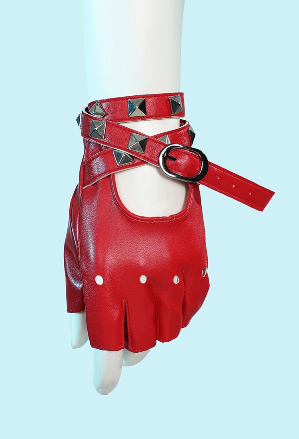 Cammy Derivative Sexy Lingerie Set Outfit Rivet Decor Bra and Mesh Panty with Coat Gloves