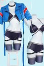 Cammy Derivative Sexy Lingerie Set Outfit Rivet Decor Bra and Mesh Panty with Coat Gloves