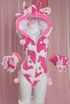 Sexy Lingerie Set Plush Bodysuit Cow Print Hooded Backless Romper with Gloves and Thigh Socks Sexy Lingerie Set Plush Bodysuit Cow Print Hooded Backless Romper with Gloves and Thigh Socks