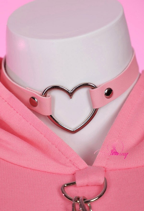 Valentine's Day Kawaii Cat Sexy Lingerie Set Pink Heart Cutout Hoodie and Skirt with Thong Pantyhose