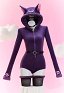 Luna Derivative Fluffy Bodycon Romper Purple Furry Lingerie Hooded Bodysuit Homewear with Tail Belt and Socks