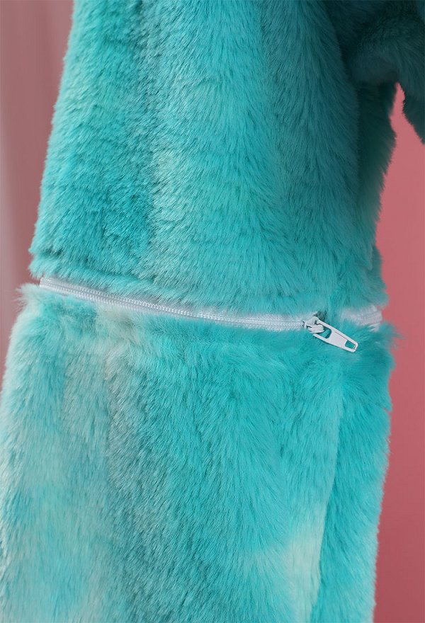 Ensemble de Lingerie Sexy Soutien-gorge et Culotte en Peluche Style Chat avec Sweat à Capuche Court et Bas