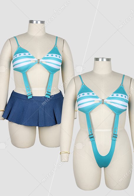 Talla Plus Conjunto sexy inspirado en Nami para Halloween: body con transparencias combinado con minifalda y cinturón