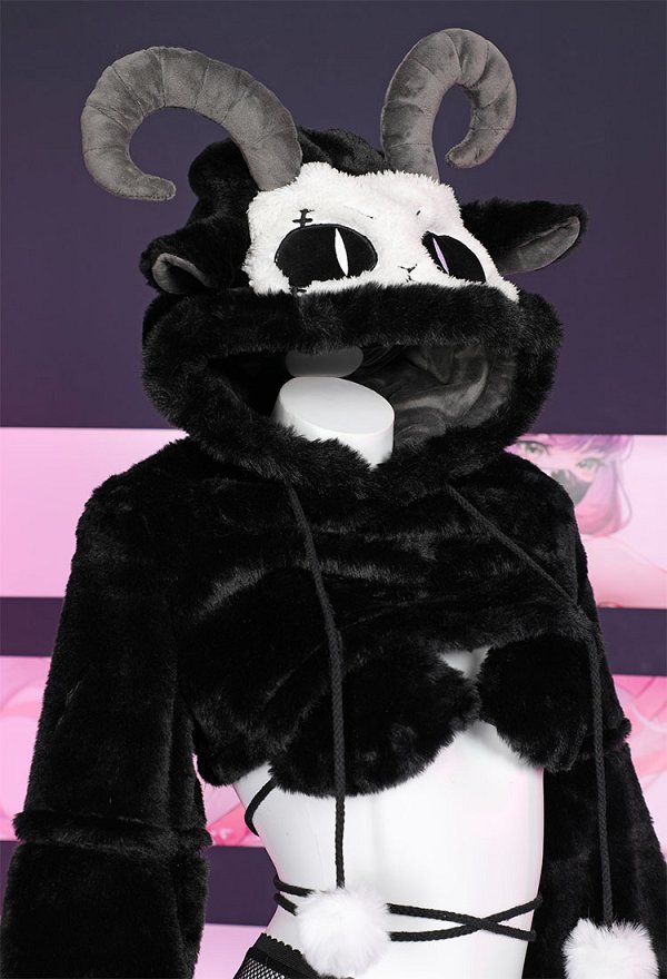 Furry Paw Sexy Lingerie Kawaii Plush Homewear Sheep Style Paw Gloves Hoodie Top and Bra Panty with Stockings
