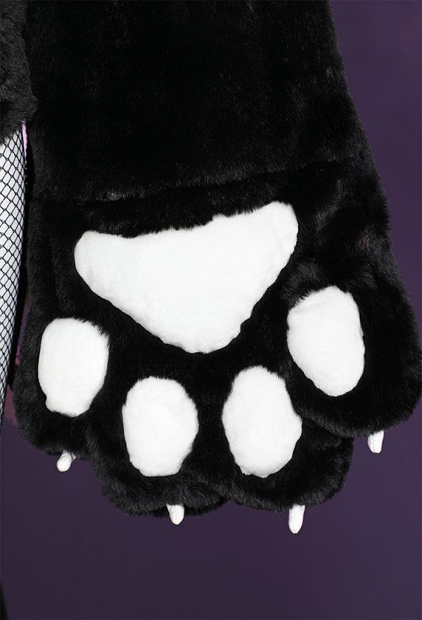 Furry Paw Sexy Lingerie Kawaii Plush Homewear Sheep Style Paw Gloves Hoodie Top and Bra Panty with Stockings