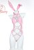 Valentine's Day Bunny Girl Sexy Lingerie Set Pink Transparent Bandage Heart Buckle Bodysuit with Hand Ring Headband