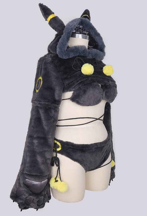 Plus Size PM Derivado Furry Paw Sexy Traje Erótico Lindo Peluche Loungewear Pata Chaqueta con Capucha y Braga