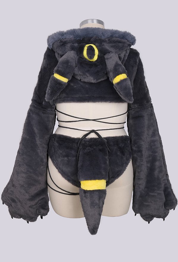 Plus Size PM Derivado Furry Paw Sexy Traje Erótico Lindo Peluche Loungewear Pata Chaqueta con Capucha y Braga