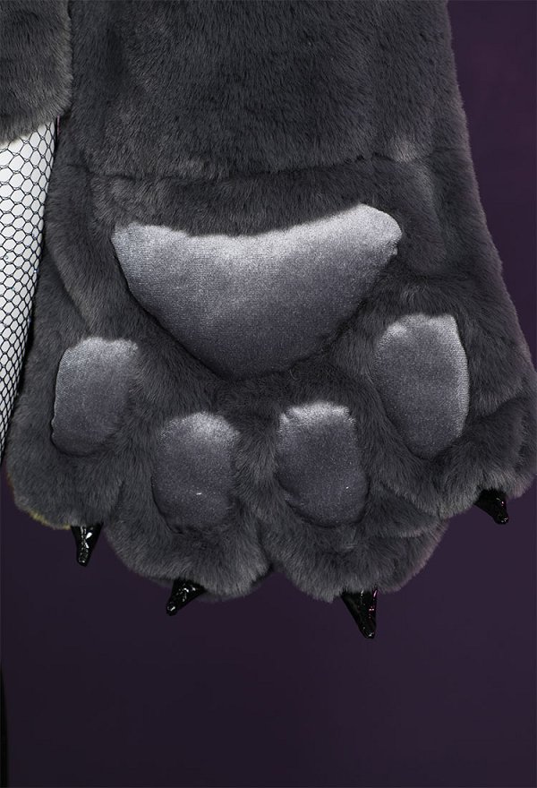 PM Derivado Bikini Furry Paw Sexy Lencera Kawaii Plush Homewear Paw Gloves Sudadera con Capucha y Braga de Sujetador con Cola