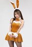 Sexy Lingerie Set Plush Brown Bunny Girl Bodysuit and Skirt Headband Bow Tie Cosplay Costume
