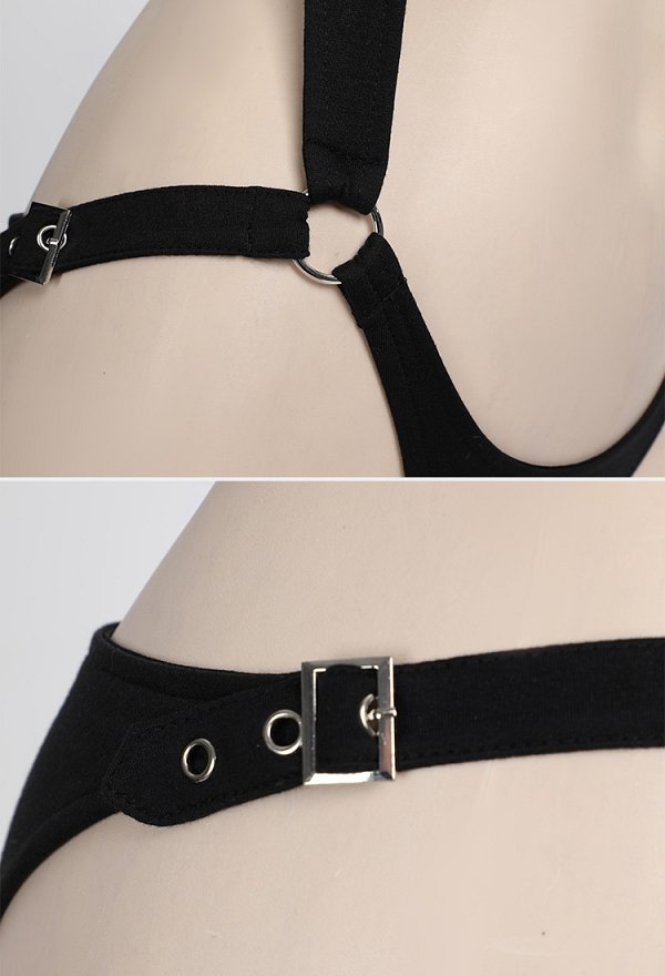 Ensemble de Combinaison de Moto Démoniaque avec Body et Jupe Courte Avec sac Banane et Bandeau