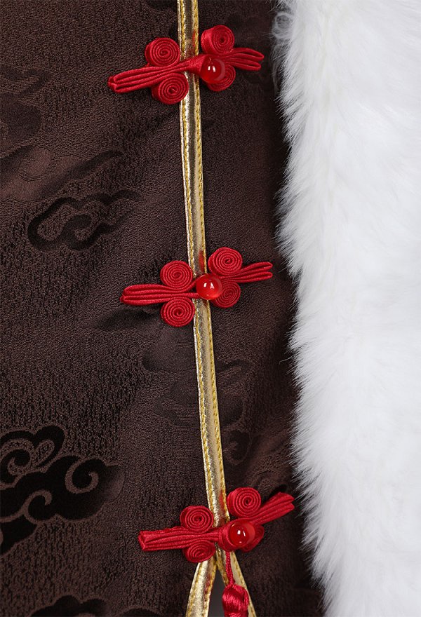 Tingyun Derivative Cheongsam Style Dress and Plush Shawl with Bracelet and Thigh Stockings Costume