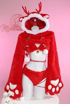 Weihnachts Elch Stil Dessous Set mit Plüsch BH Dreieckshöschen und Hoodie Weihnachts Elch Stil Dessous Set mit Plüsch BH Dreieckshöschen und Hoodie