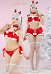 Navidad Sexy Lingerie Set Kawaii Reno Estilo de felpa Crop Top Pantalones cortos conjunto con banda para la cabeza Gargantilla