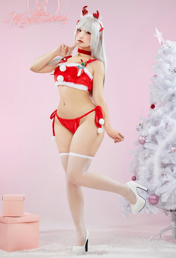Sexy Weihnachts Elch Kostüm aus Plüsch mit kurzem Oberteil und Shorts, inklusive Haarband und Halsband Sexy Weihnachts Elch Kostüm aus Plüsch mit kurzem Oberteil und Shorts, inklusive Haarband und Halsband