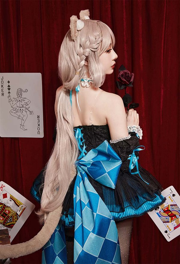 Lynette Derivative Sexy Dress Suit Vestido Bowknot sin Tirantes y Mangas con Cola y Medias