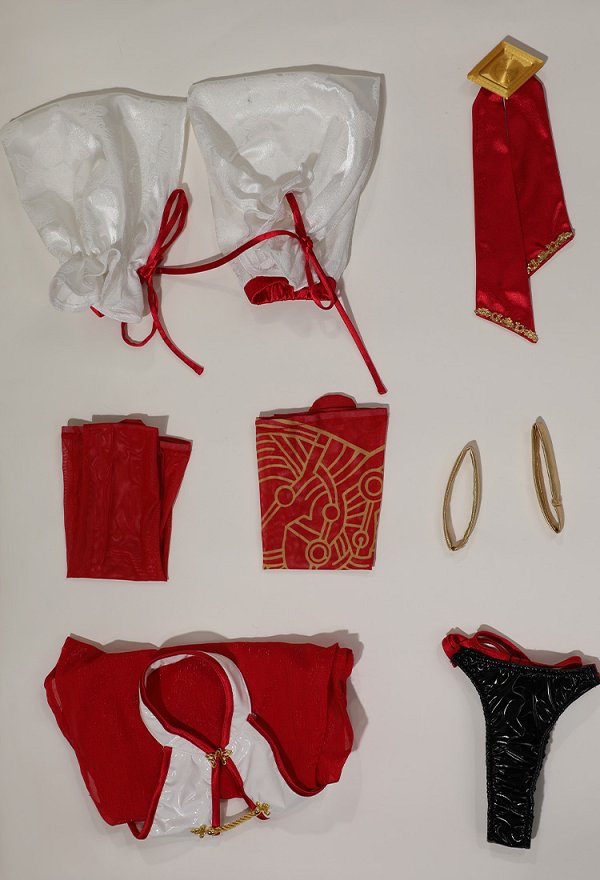Purah Derivative Sexy Lingerie Set Halter Backless Top and Panty with Arm Sleeves and Stockings