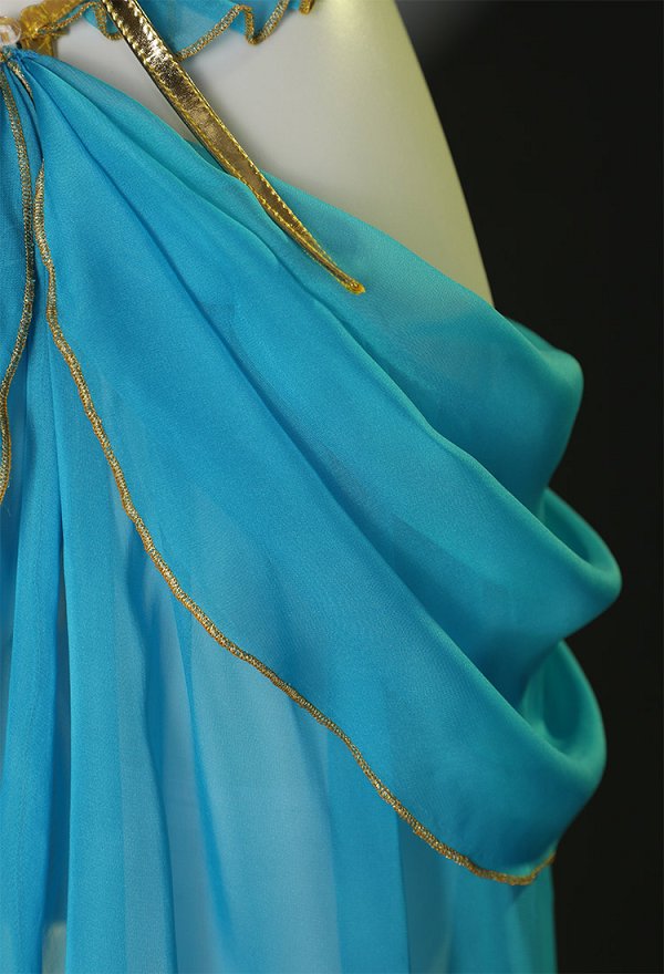 Disfraz de Cosplay Conjunto de Lencería Derivado de la Princesa Zelda, Sostén con Cuello y Braguita Triangular junto con Medias de los Muslos y Falda de Gasa