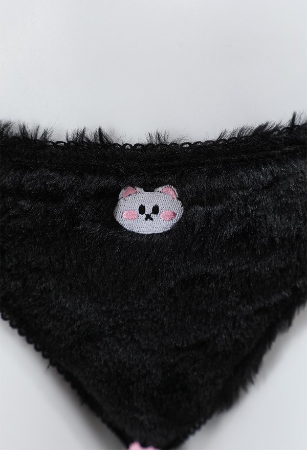 Disfraz de Cosplay Conjunto de Lencería Sexy en Estilo de Gato de Peluche con Sostén de Tres Piezas y Braguita con una Mini Falda y Collar