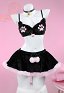 Disfraz de Cosplay Conjunto de Lencería Sexy en Estilo de Gato de Peluche con Sostén de Tres Piezas y Braguita con una Mini Falda y Collar