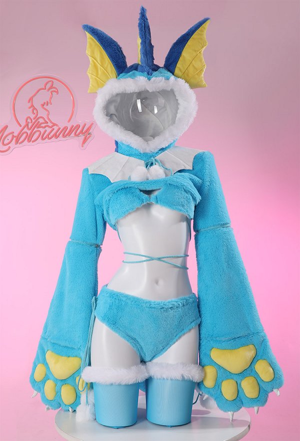 PM Derivative Bikini Furry Paw Sexy Lingerie Kawaii Plush Homewear Top de pata peluda y Braga de Sujetador con Medias
