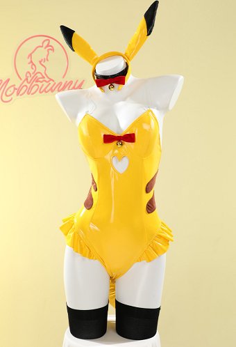 PM Derivado Sexy Lencería de Bunny Girl Lencería Amarilla con Diadema y Medias