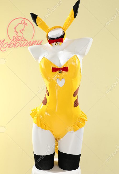 PM Derivado Sexy Lencería de Bunny Girl Lencería Amarilla con Diadema y Medias
