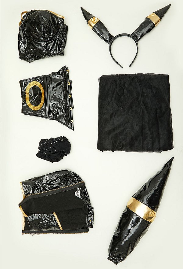 Conjunto de lencería sexy de talla grande PM Derivate mono negro y top con falda de gasa y diadema