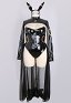 Conjunto de lencería sexy de talla grande PM Derivate mono negro y top con falda de gasa y diadema