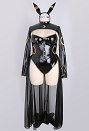Conjunto de lencería sexy de talla grande PM Derivate mono negro y top con falda de gasa y diadema