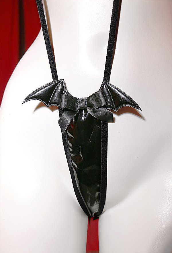 Sexy Fledermaus Glänzender Bodysuit Dessous PU-Leder Neckholder Lingerie