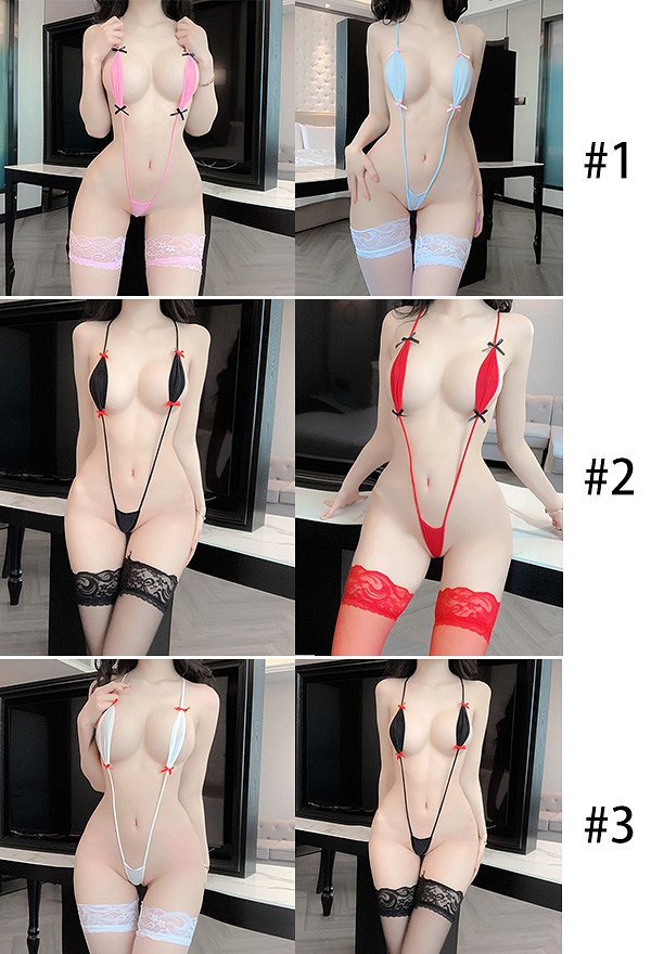 Ensemble de Lingerie Sexy Costume Multicolore Joli Justaucorps à Trois Points pour Femme