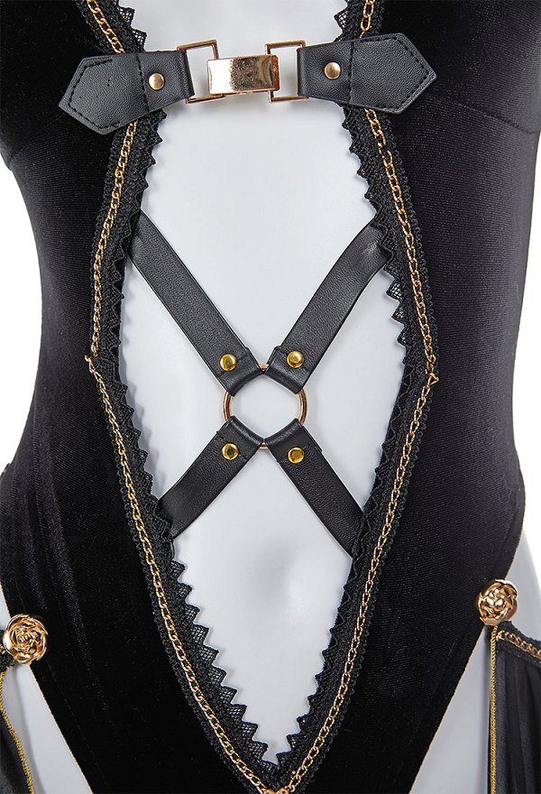 Bayonetta Derivative Sexy Dessous Set Lingerie Hohlbody und Mantel mit Rock und Halskette Bayonetta Derivative Sexy Dessous Set Lingerie Hohlbody und Mantel mit Rock und Halskette