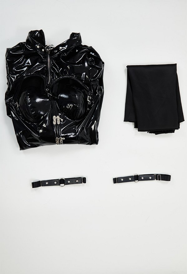 Overall im Gothic Stil Jumpsuit schwarzer One Piece  Rock mit Beinring Halloween Kostüm