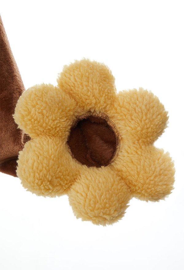 PM Dérivé Homewear en Peluche Bodysuit Brun Moelleux à Capuche avec Bas de Cuisse et Tour de Cou