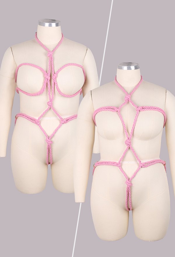 Talla Grande Accesorios Eróticos Sexy Cuerda de Cáñamo Rosa Cadena para el Cuerpo Accesorios Bondage