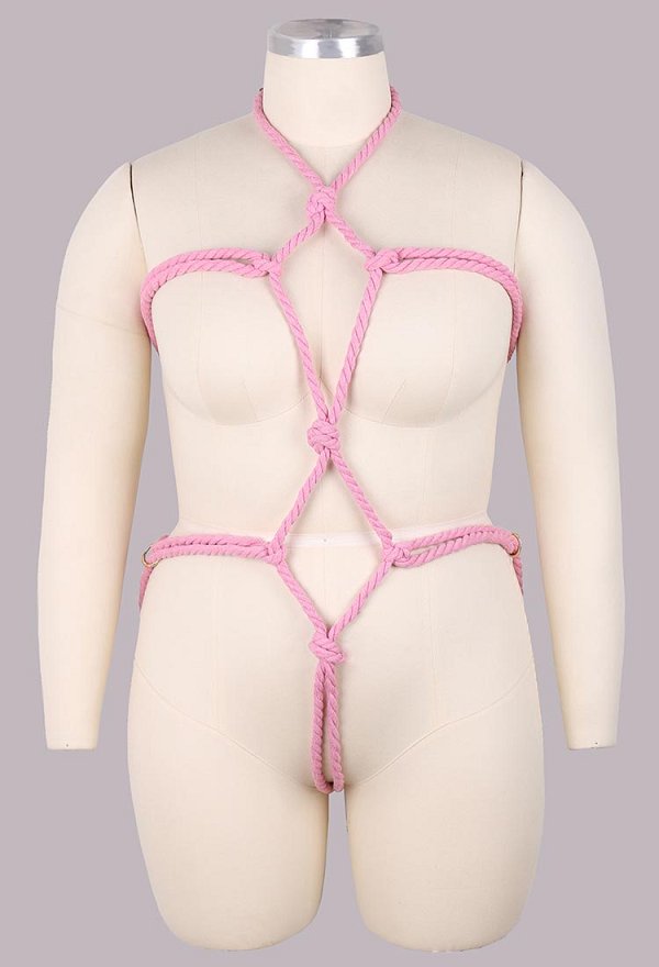 Talla Grande Accesorios Eróticos Sexy Cuerda de Cáñamo Rosa Cadena para el Cuerpo Accesorios Bondage