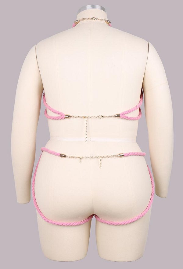 Talla Grande Accesorios Eróticos Sexy Cuerda de Cáñamo Rosa Cadena para el Cuerpo Accesorios Bondage