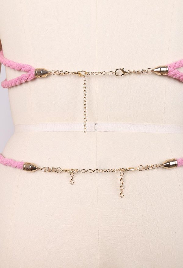 Talla Grande Accesorios Eróticos Sexy Cuerda de Cáñamo Rosa Cadena para el Cuerpo Accesorios Bondage