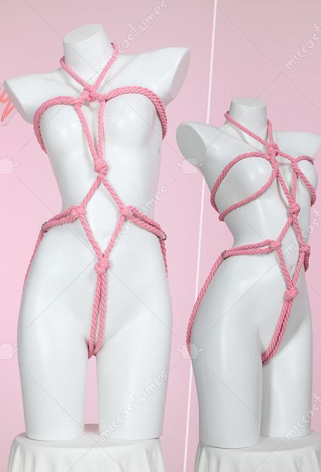 Disfraz de Cosplay Accesorios de Cuerda Rosa Sexy para el Cuerpo con Cadena, Accesorios de Ataduras