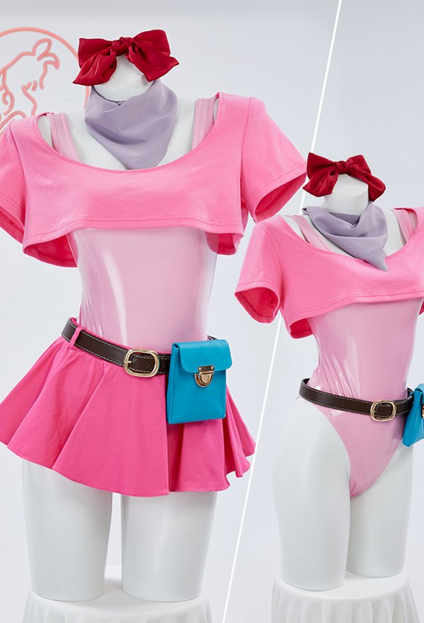 Disfraz de Cosplay Lencería Sexy Derivado de Bulma Camiseta Corta con falda Lápiz y Riñonera