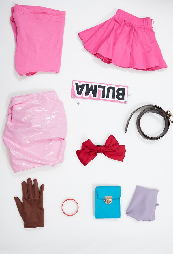 Disfraz de Cosplay Lencería Sexy Derivado de Bulma Camiseta Corta con falda Lápiz y Riñonera