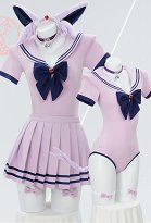 Disfraz de Cosplay Conjunto de Ropa de Casa Derivada de PM Mono y Falda Corta con Diadema y Collar a Juego Disfraz de Cosplay Conjunto de Ropa de Casa Derivada de PM Mono y Falda Corta con Diadema y Collar a Juego